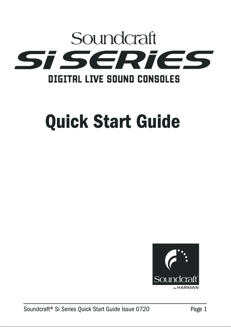 Page n°1 - Guide de démarrage rapide Soundcraft Si3+