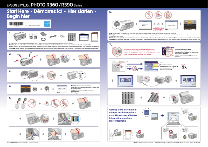 Page 1 de la notice Manuel utilisateur Epson Stylus Photo R390