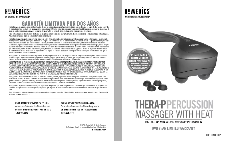 Page n°1 - Manuel utilisateur Homedics HHP-285HJ-THP