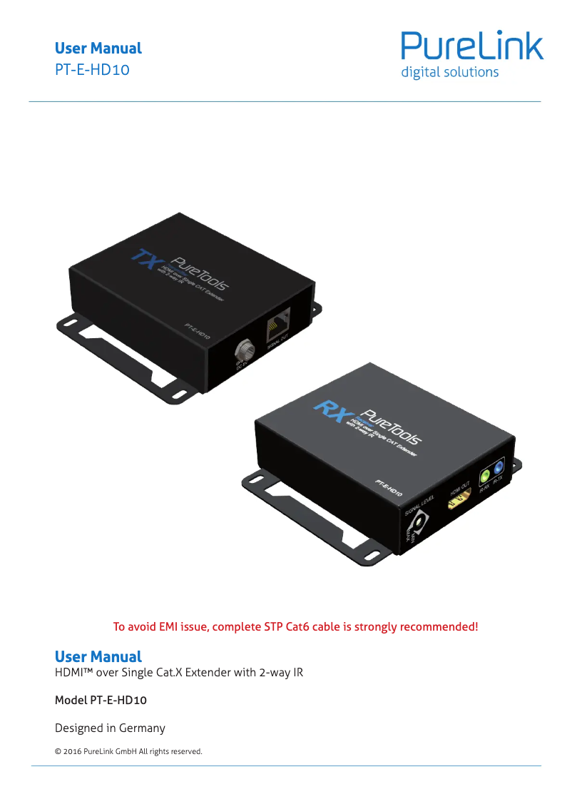 Page 1 de la notice Manuel utilisateur PureTools PT-E-HD10