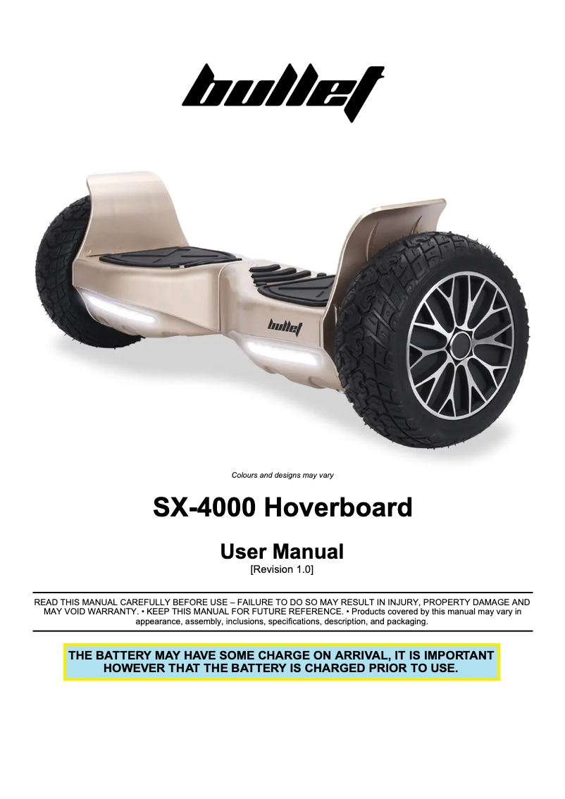 Page 1 de la notice Manuel utilisateur Bullet SX-4000