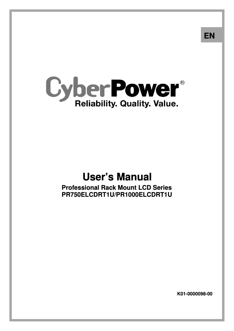 Page 1 de la notice Manuel utilisateur CyberPower PR1000ELCDRT1U