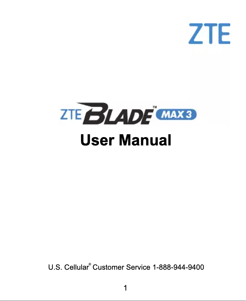 Page 1 de la notice Manuel utilisateur ZTE Blade Max 3