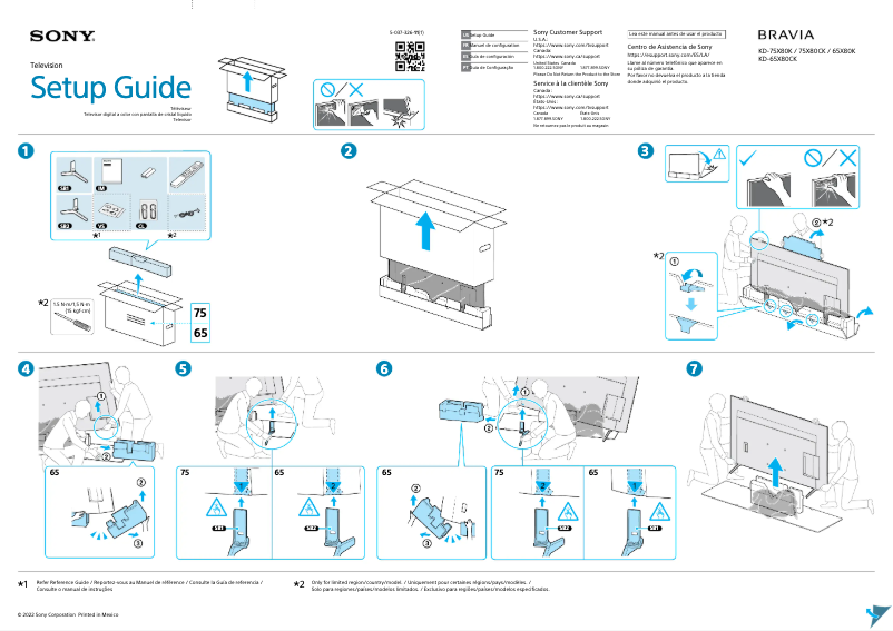 Page 1 de la notice Guide d'installation Sony KD-65X80CK