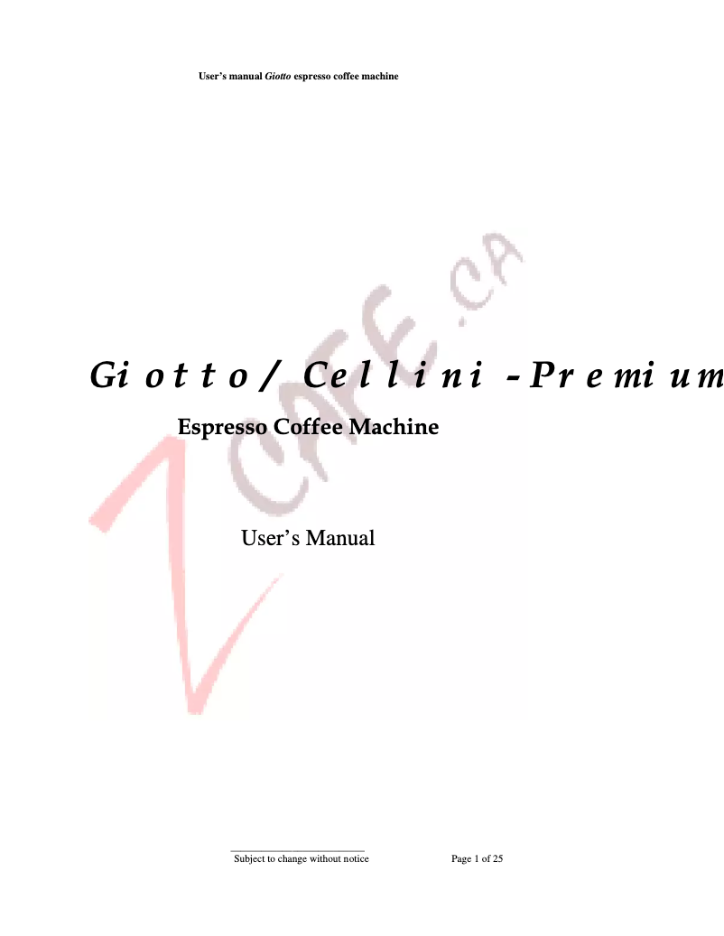Page n°1 - Manuel utilisateur ECM Giotto