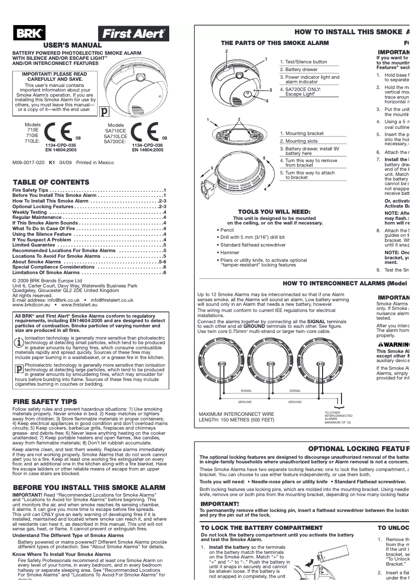 Página 1 del manual Manual de usuario First Alert SA710CE
