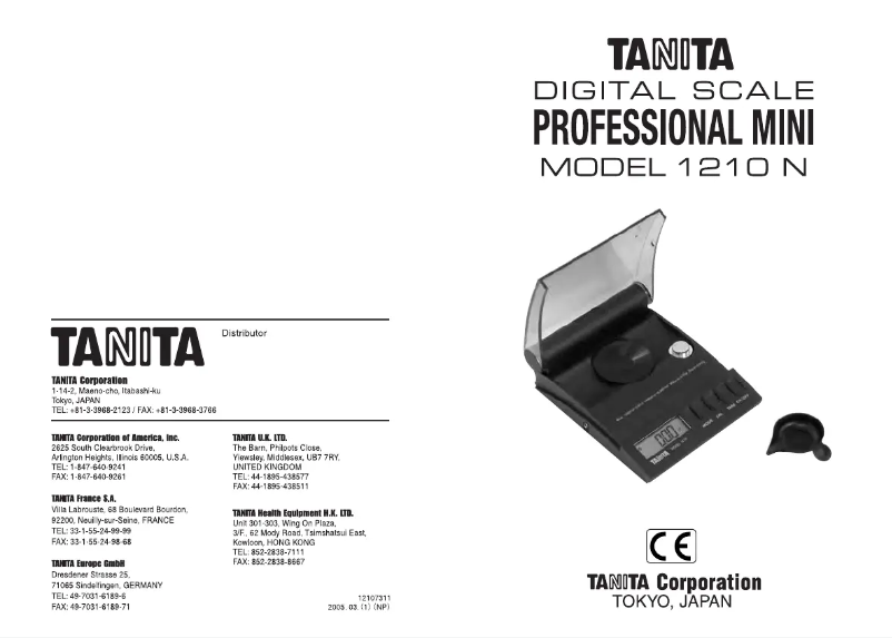 Page n°1 - Manuel utilisateur Tanita 1210N