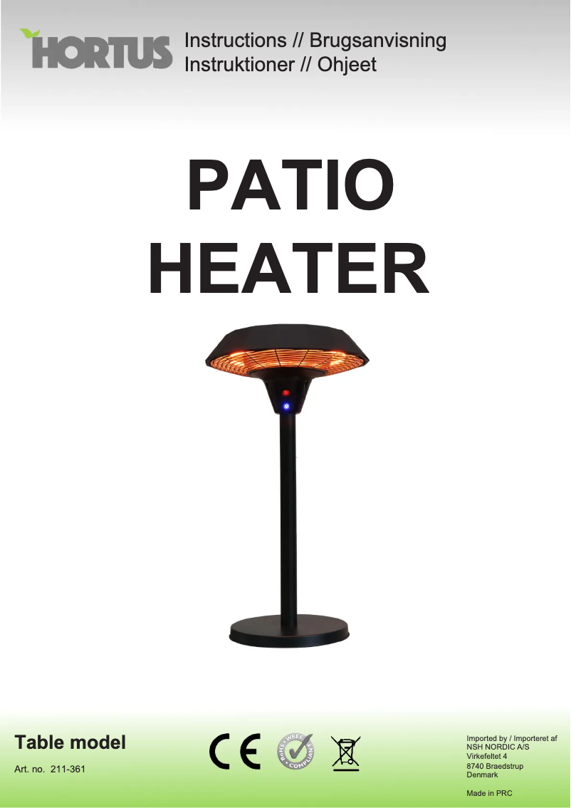 Page 1 de la notice Manuel utilisateur Hortus 211-361