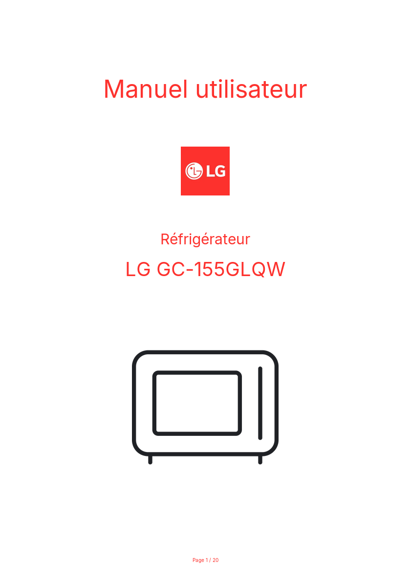 Page n°1 - Manuel utilisateur LG GC-155GLQW