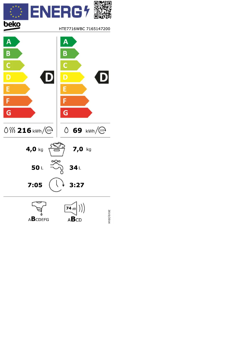 Image de la première page du manuel de l'appareil HTE7716WBC