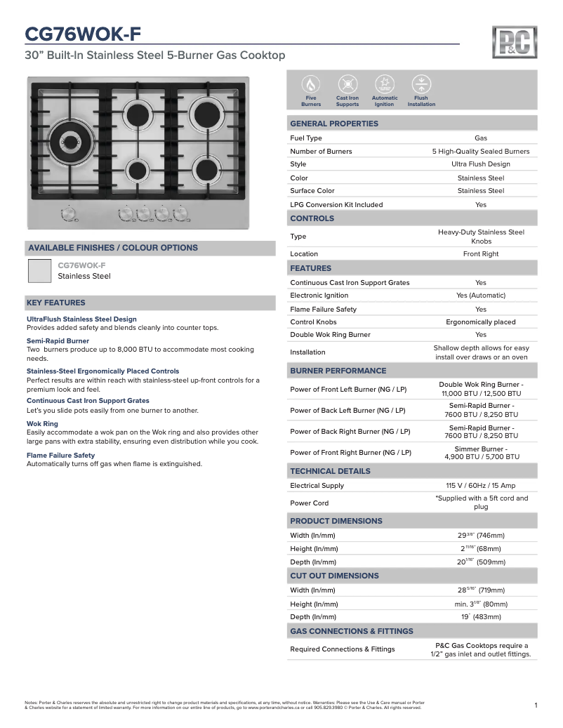 Image de la première page du manuel de l'appareil CG76WOK-F