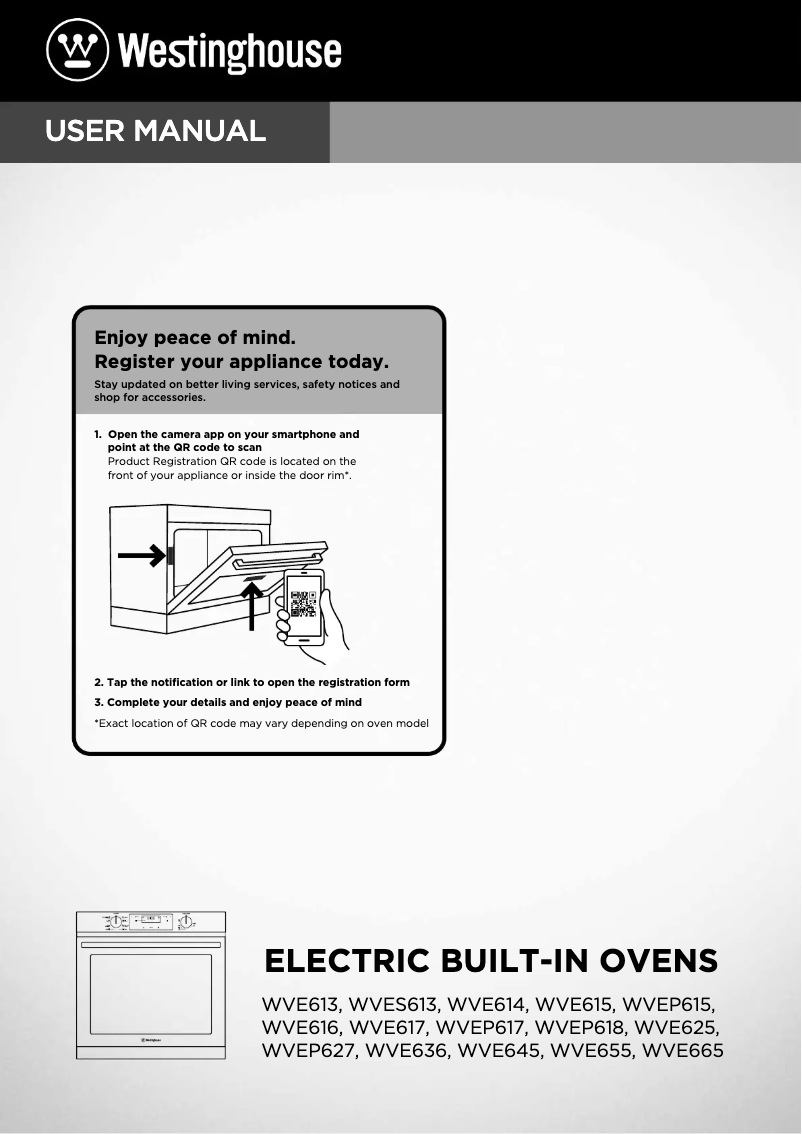 Page n°1 - Manuel utilisateur Westinghouse WVE613WCA