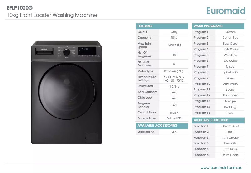 Image de la première page du manuel de l'appareil EFLP1000G