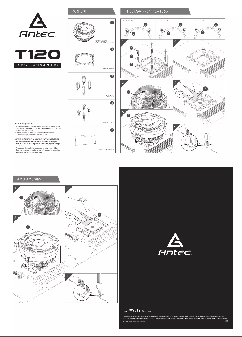 Page 1 de la notice Manuel utilisateur Antec T120