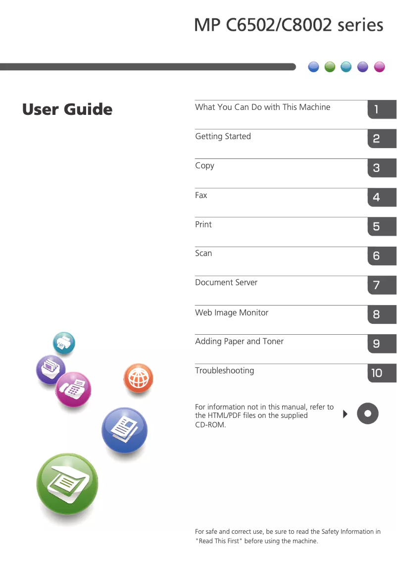 Page 1 de la notice Manuel utilisateur Ricoh MP C8002
