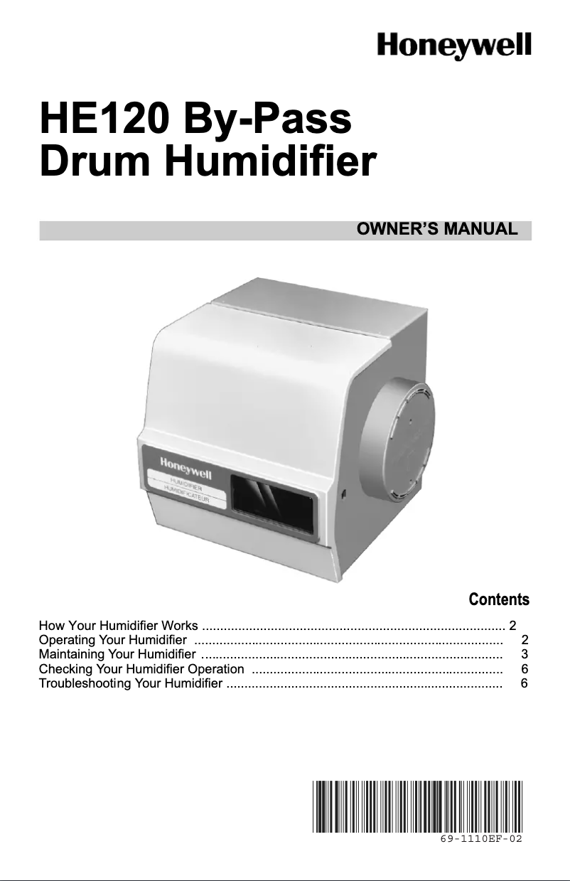 Page n°1 - Manuel utilisateur Honeywell HE120A1010