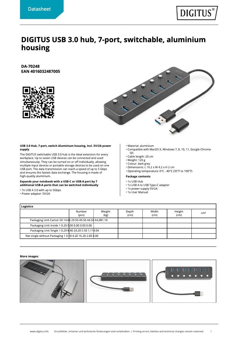 Page n°1 - Fiche technique Digitus DA-70248