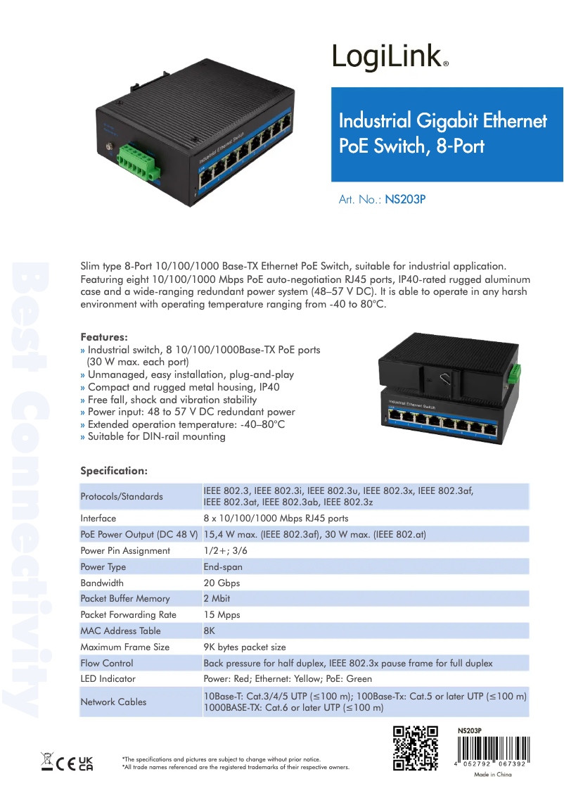 Page 1 de la notice Manuel utilisateur LogiLink NS203P