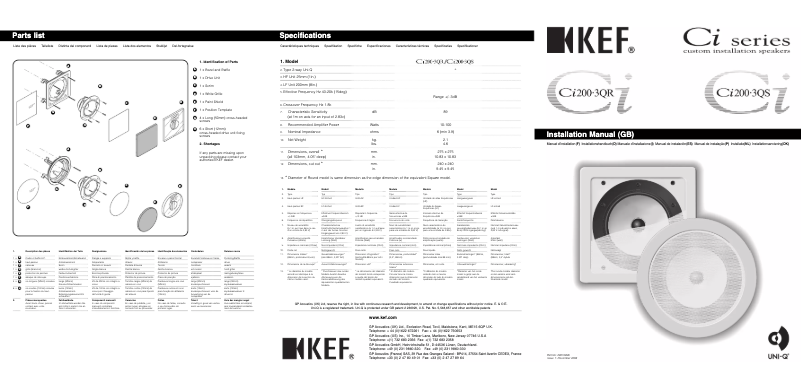 Page n°1 - Manuel utilisateur KEF CI200.3QR
