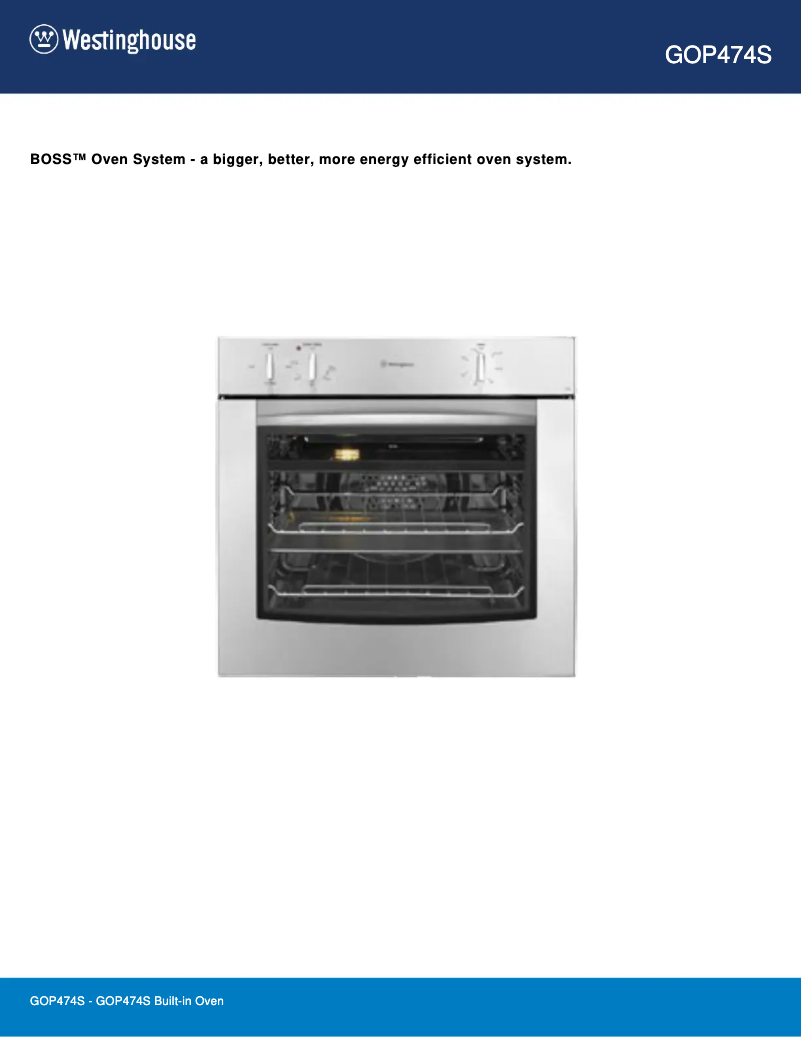 Page 1 de la notice Fiche technique Westinghouse GOP474S