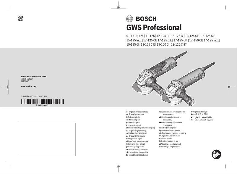 Page n°1 - Manuel utilisateur Bosch GWS 19-150 CI Professional