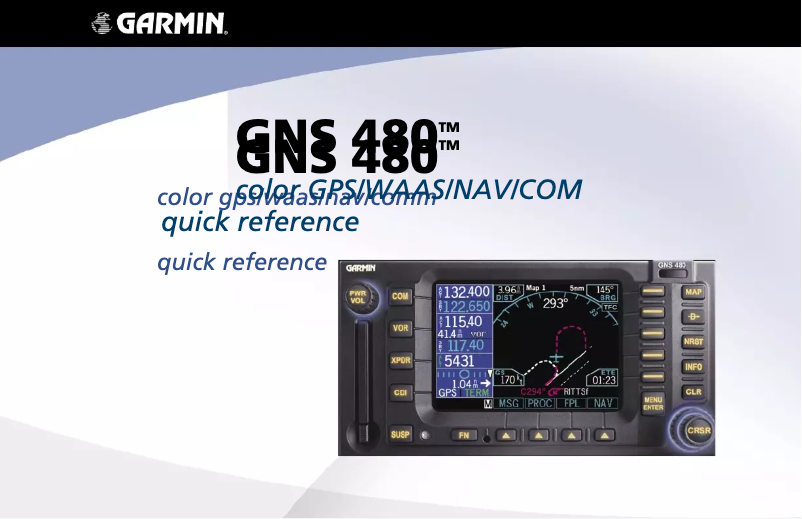 Page 1 de la notice Manuel utilisateur Garmin GNS 480