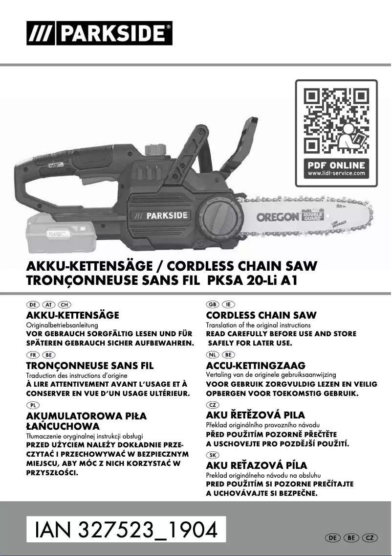 Image de la première page du manuel de l'appareil PKSA 20-Li A1