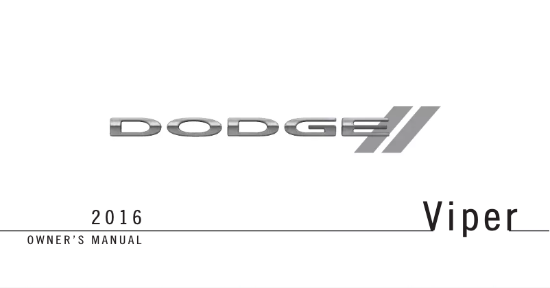 Page 1 de la notice Manuel utilisateur Dodge Viper (2016)