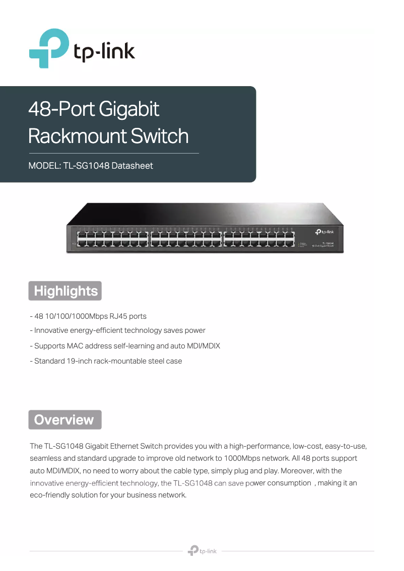 Page n°1 - Fiche technique TP-Link TL-SG1048
