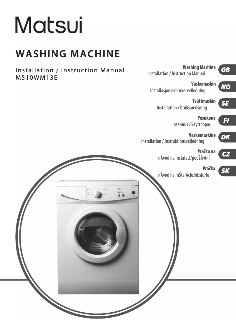 Page 1 de la notice Manuel utilisateur Matsui M510WM13E