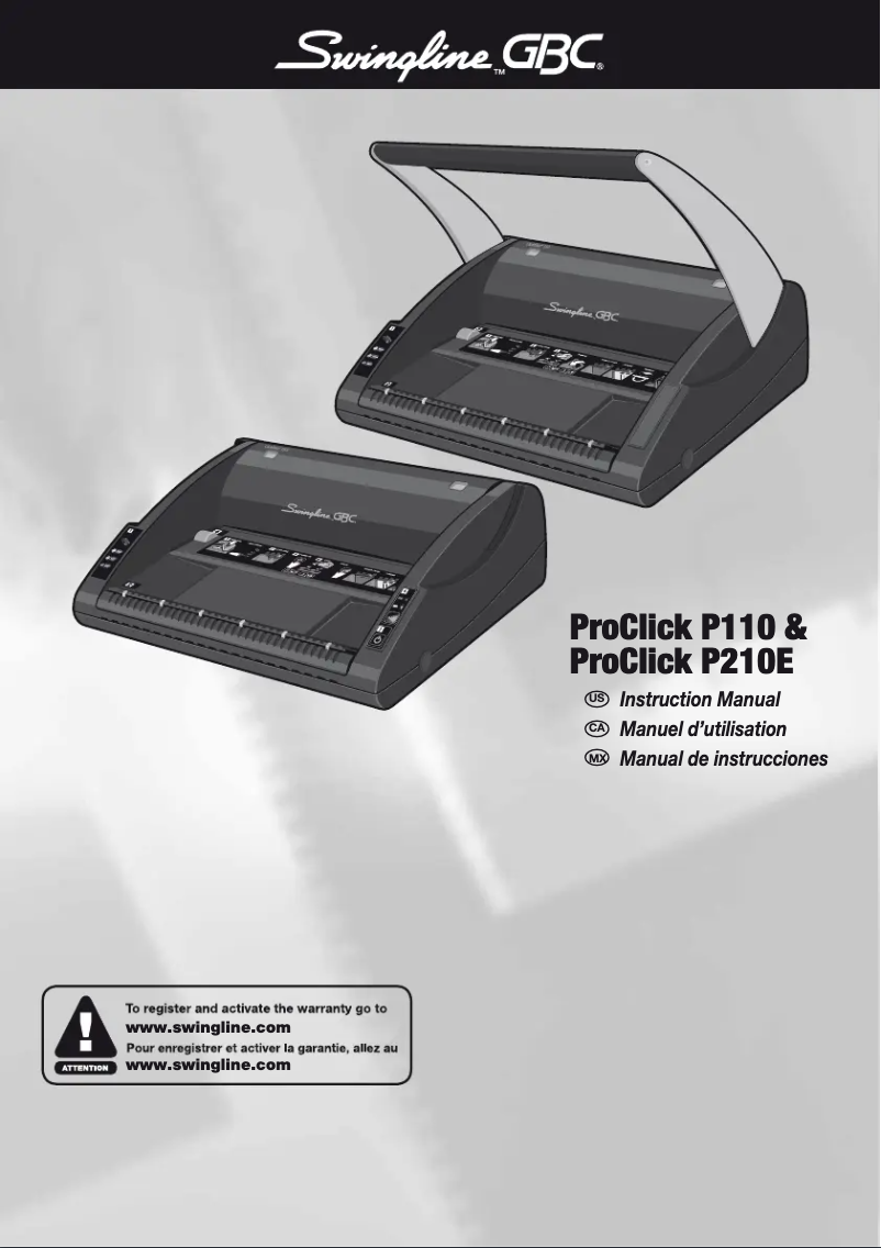 Image de la première page du manuel de l'appareil ProClick P110