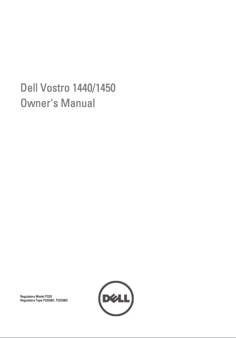Image de la première page du manuel de l'appareil Vostro 1450