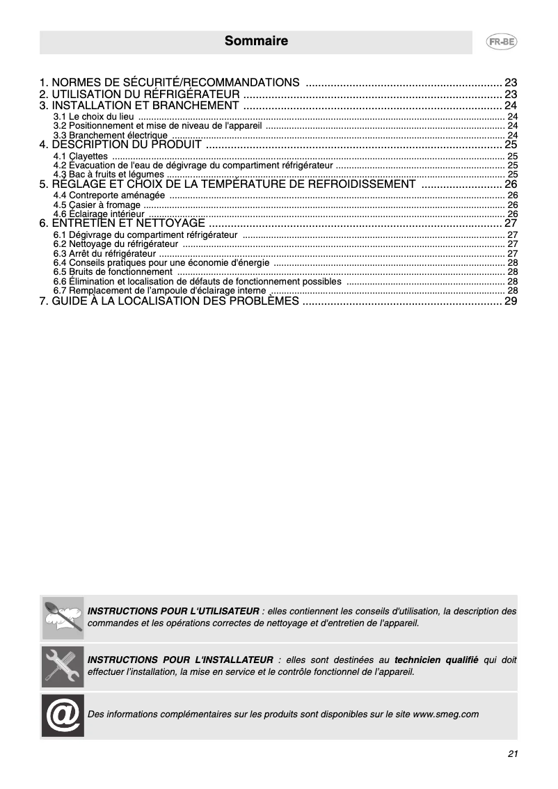 Page n°1 - Manuel utilisateur Smeg FAB10BRN