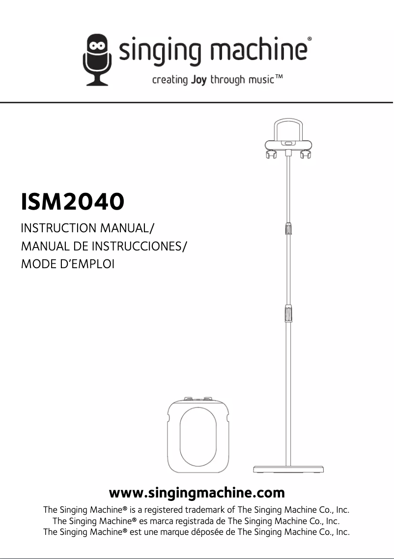 Page 1 de la notice Manuel utilisateur Singing Machine ISM2040