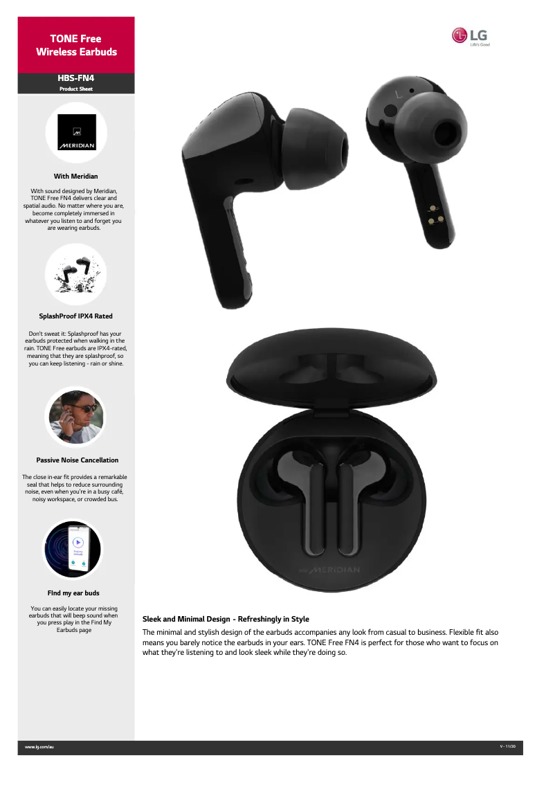 Page n°1 - Fiche technique LG Tone Free HBS-FN4