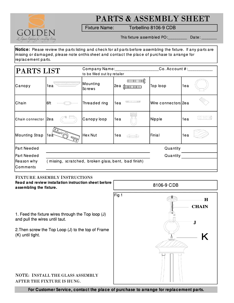 Page n°1 - Manuel utilisateur Golden Lighting Torbellino 8106-9 CDB