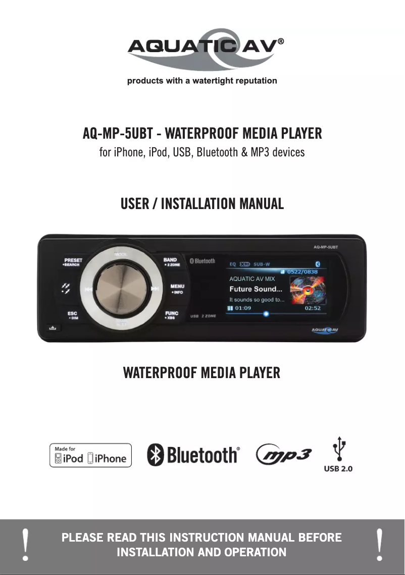 Image de la première page du manuel de l'appareil AQ-MP-5UBT