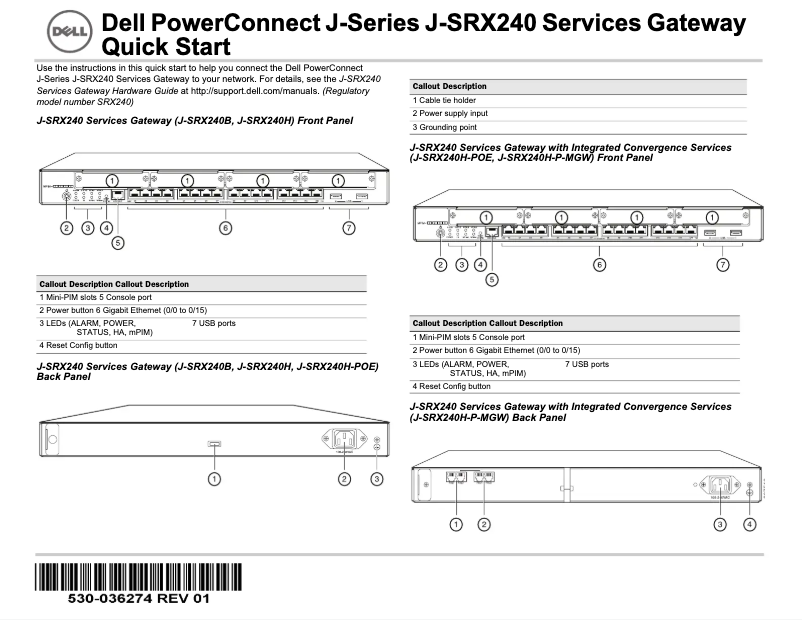 Page 1 de la notice Manuel utilisateur Dell PowerConnect J-SRX240