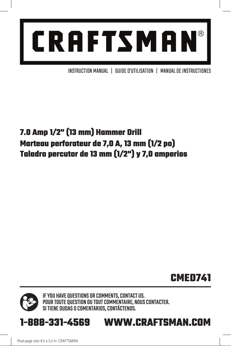 Page n°1 - Manuel utilisateur Craftsman CMED741