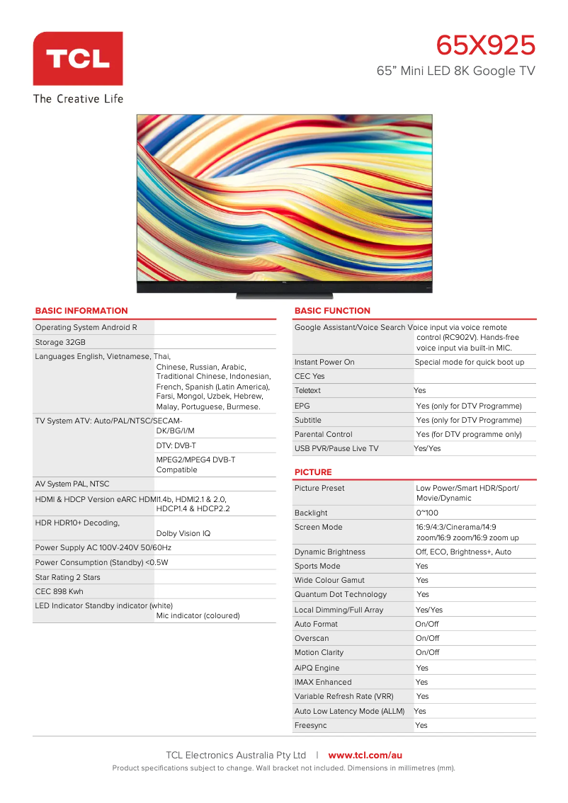 Image de la première page du manuel de l'appareil 65X925