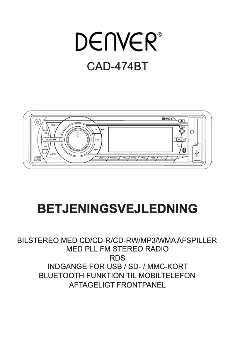 Página 1 del manual Manual de usuario Denver CAD-474BT