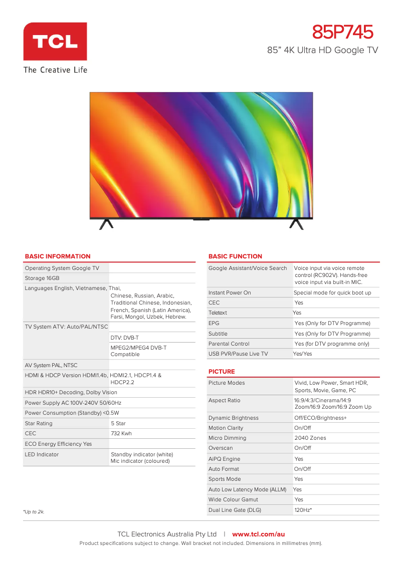 Imagen de la primera página del manual del dispositivo 85P745