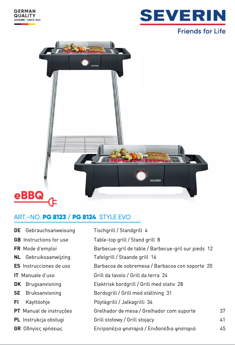 Page 1 de la notice Manuel utilisateur Severin Style Evo PG 8124