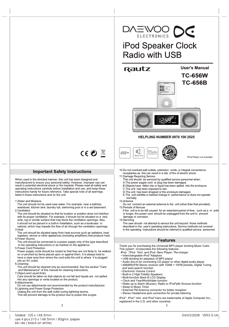First page image of the manual for TC-656W