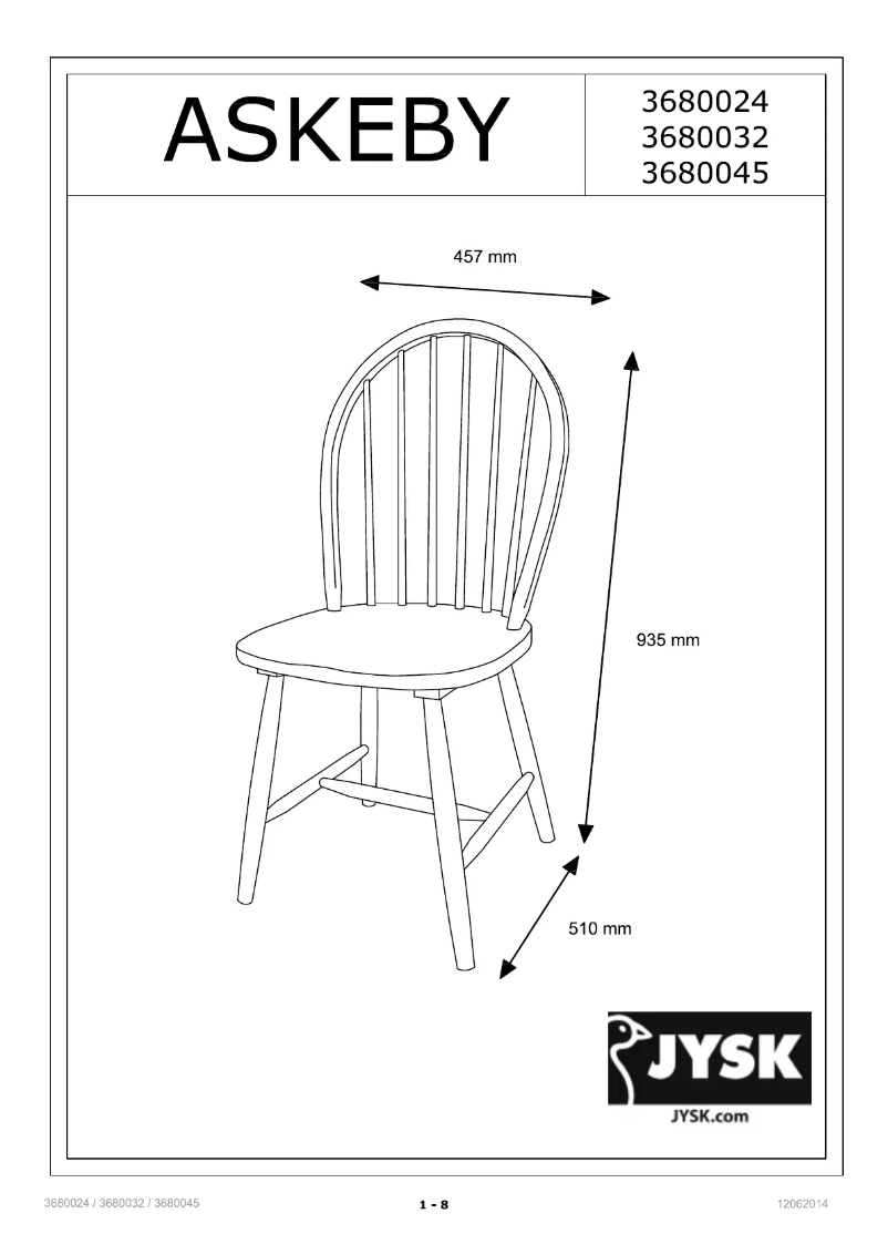 Page n°1 - Manuel utilisateur JYSK Askeby