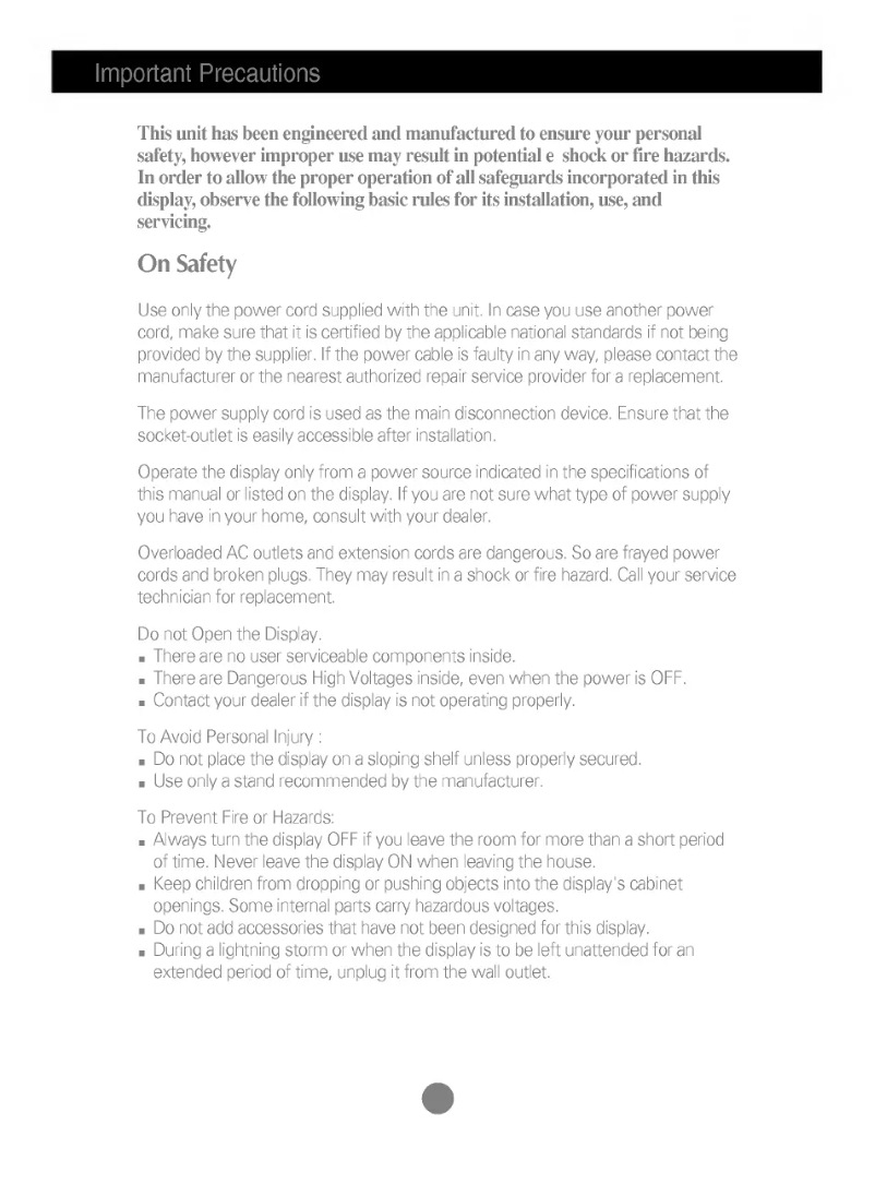 Page 1 de la notice Manuel utilisateur LG L1800PK