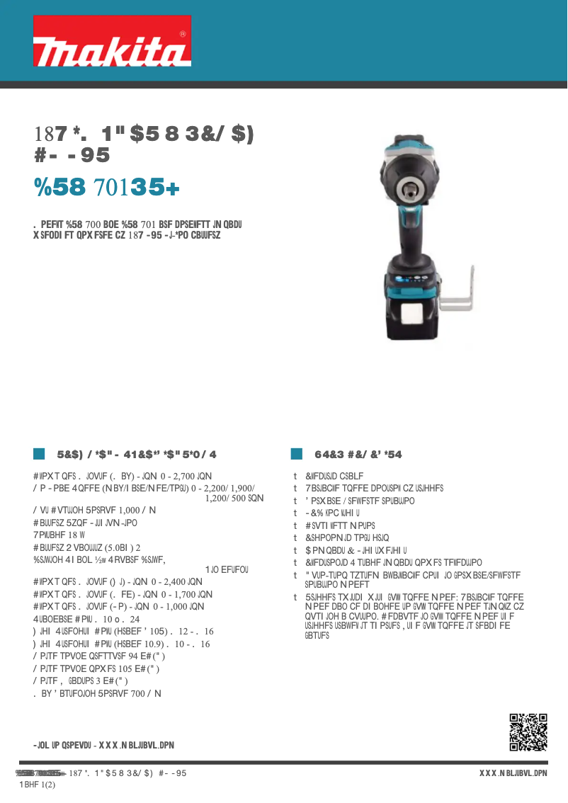 Page n°1 - Fiche technique Makita DTW701RTJ