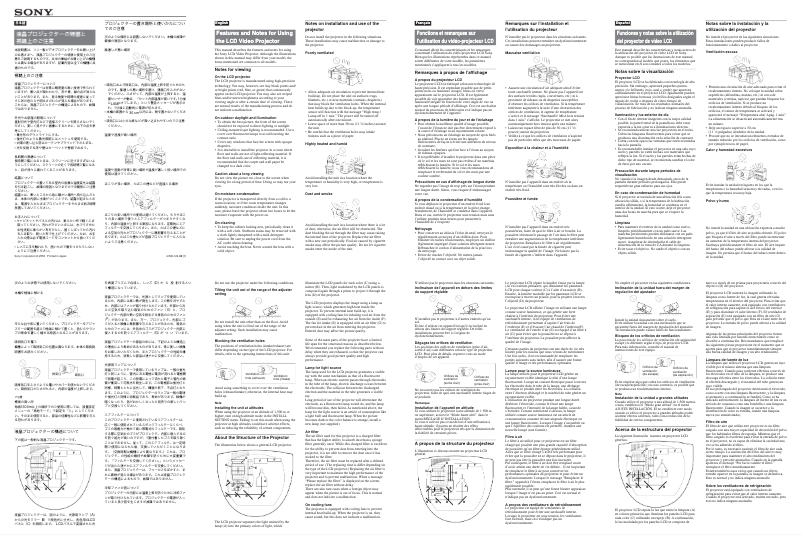 Page 1 de la notice Manuel utilisateur Sony VPL-HS3