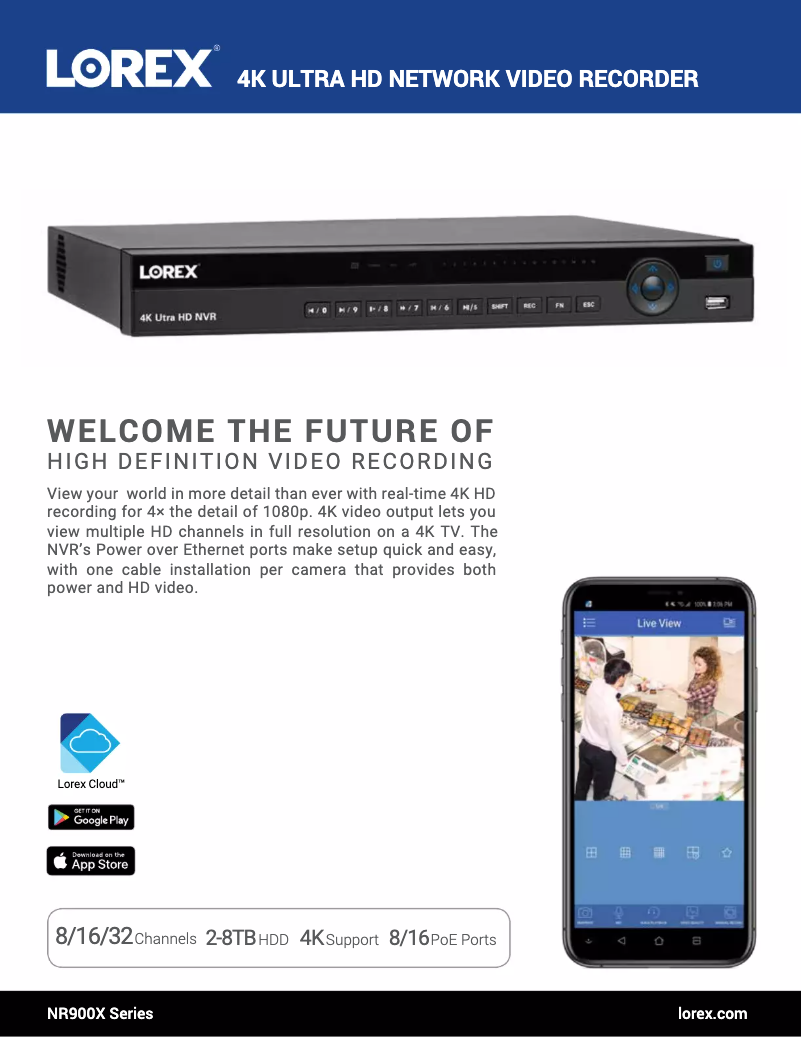 Página 1 del manual Ficha técnica Lorex NR900X