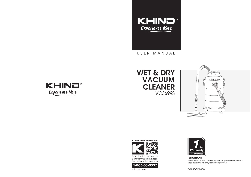 Page 1 de la notice Manuel utilisateur Khind VC3699S